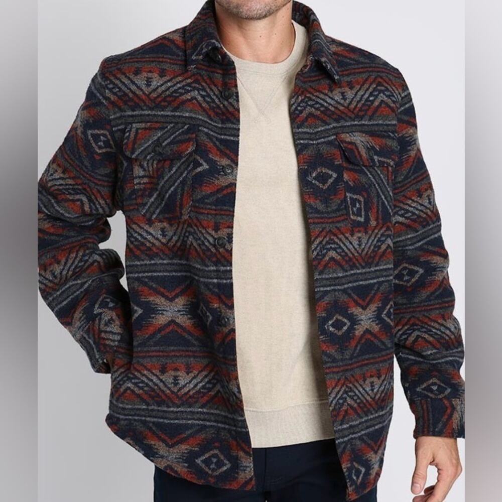 Jachs Mens Aztec Southwest Wool Blend Sherpa Fleece Lined Shirt Jacket XXL